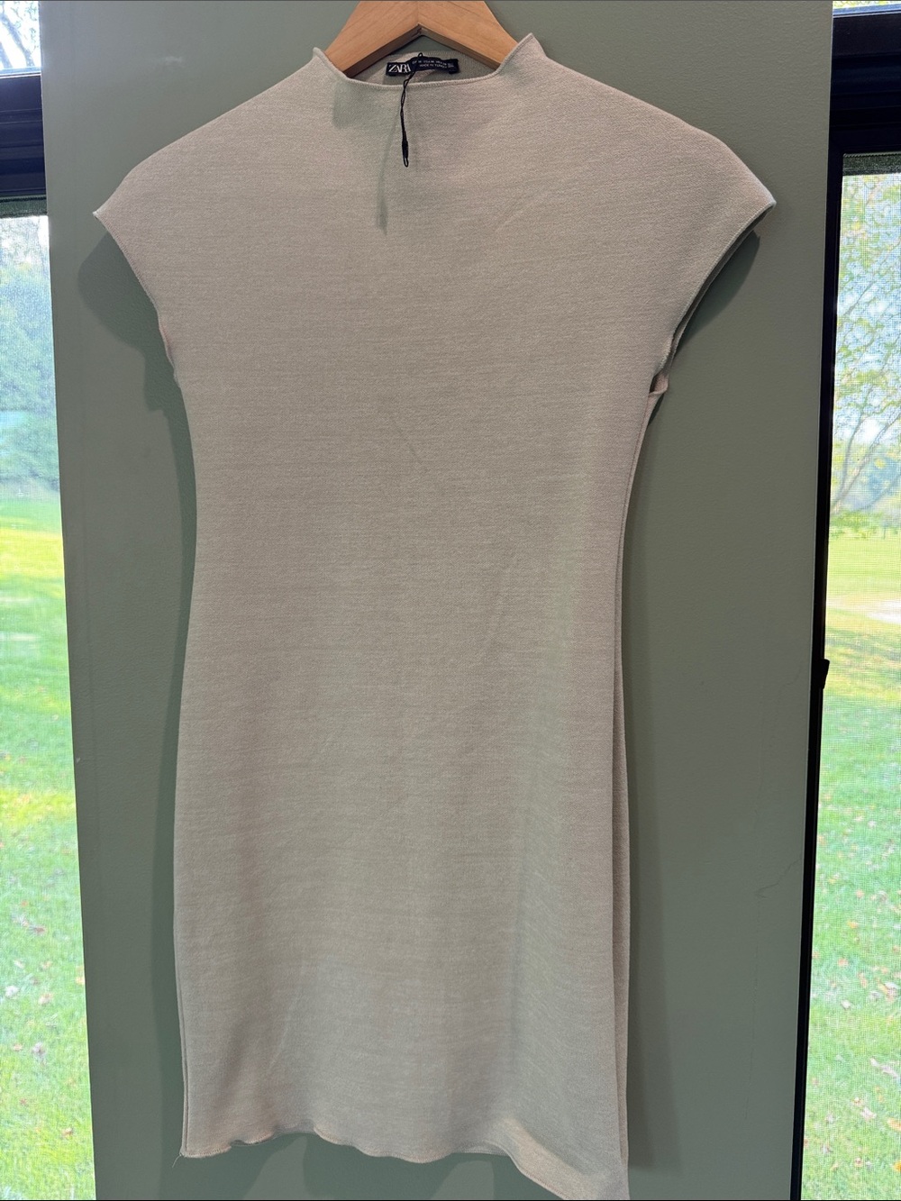 Zara Light Beige Midi Knit Dress